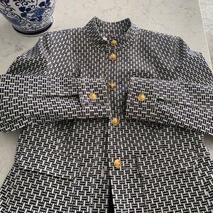 Tory Burch blue and white jacket, size 10.